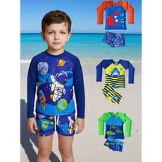 Kit Banho Conjunto Infantil Moda Praia Menino Verão Blusa Camisa Proteção Solar Uv50 Sunga Infantil