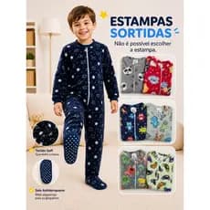 Macacão De Bebê Infantil Soft Macio Pijama Confortável  Inverno Menino e Menina 1 a 8 Anos