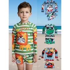 Kit Roupa Banho Infantil Sunga + Blusa Proteção Solar Uv50 + Moda Praia Menino