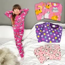 Pijama Feminino e Masculino Soft Quentinho Bebê Infantil Juvenil Confortável Inverno 1 a 14 Anos