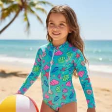 Maiô Infantil Manga Longa Zíper Proteção Uv50+ Natação Praia