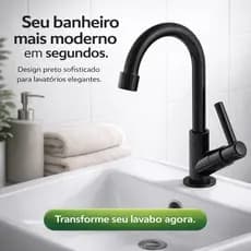 Torneira para Lavatório Preta 1/4 Volta ABS Bica Móvel 360° Banheiro 1/2 Econômica