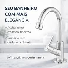 Torneira Lavatório Banheiro 1/4 Volta Cromada ABS Bica Móvel Econômica