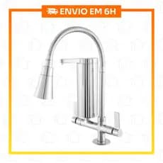 Torneira Gourmet para Cozinha Flexivel Luxo Parede Bancada Cromada Abs