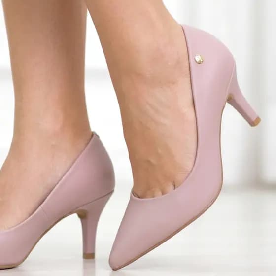 Scarpin Vizzano Salto Médio 7cm Bico Fino Feminino Conforto Social Trabalho Festa Várias Cores