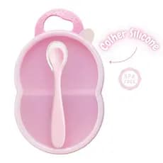 Kit Porta Papinha + Colher com ponta de Silicone