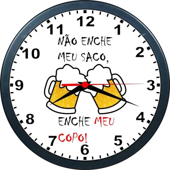 Rel贸gio De Parede Cervejeiro Bar Cerveja Enche Meu Copo-24cm
