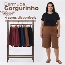 Bermuda Feminina Gorgurinho Canelada | Modelagem Reta | Cós Alto com Elástico | Conforto Dia a Dia