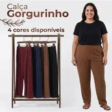Calça Gorgurinho Canelada Feminina Senhora | Modelagem Reta | Cós Alto com Elástico | Conforto Dia a Dia | Plus Size