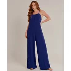 Macacão Feminino Longo Pantalona Viscolycra Alça Fina com Bolsos Soltinho Casual Elegante Confortável
