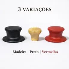Puxador Pomel Tampa de Panela – 3 Variações: Madeira, Preto e Vermelho