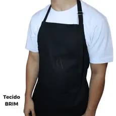 Avental Brim Algodão Regulável Preto de Cozinha e Churrasqueiro Chef Cozinha Restaurante Evento