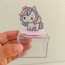 Apliques 3D Unicórnio para caixa acrílica 5x5 | Lembrancinha de Aniversário | Unicórnio