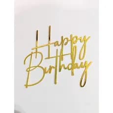 ENVIO IMEDIATO - Topo de Bolo HAPPY BIRTHDAY em Lamicote Dourado