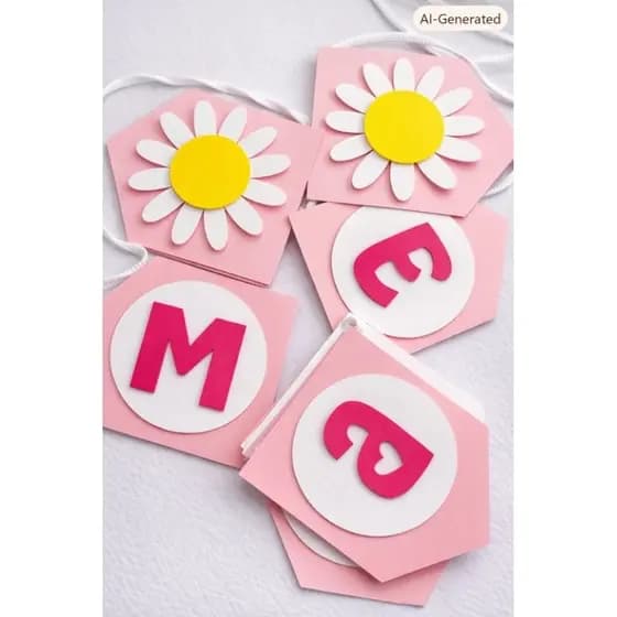 Bandeirola Personalizada para MENINA em Camadas | Tema Margarida | Decoração de Festa