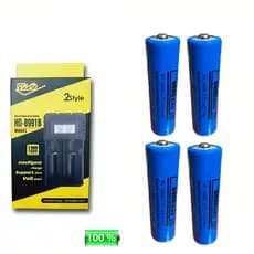 Baterias 18650 4 Unidades +carregador Duplo 3,7/4,2v 8800mah TOP