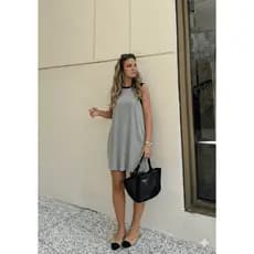 Luma Shop Vestido Feminino Malha Canelada Premium Bicolor Verão P ao G