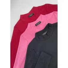 Blusa Cropped Feminina Manga Longa Golinha Alta Canelado