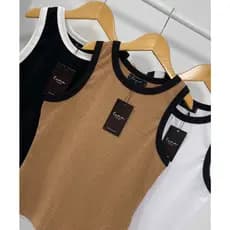 Regata Bicolor Feminina Canelada Premium Tendencia
