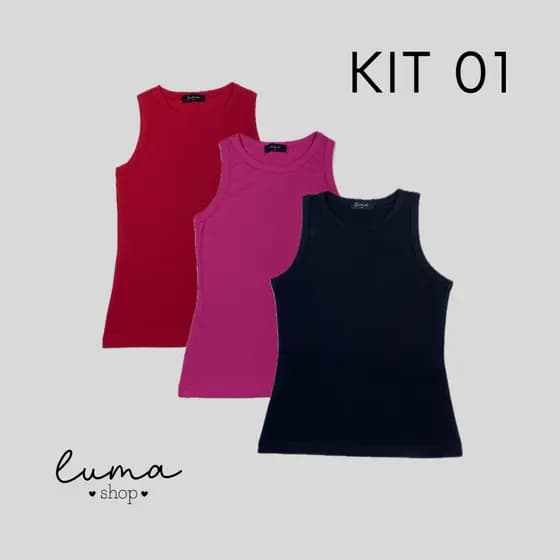 Kit 3 Peças Regata Básica Feminina Algodão Promocional Macio Elastano Dia a Dia Confortável Trabalho Casual