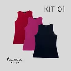 Kit 3 Peças Regata Básica Feminina Algodão Promocional Macio Elastano Dia a Dia Confortável Trabalho Casual