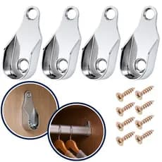 Kit de Suportes Cromados para Tubo Cabideiro Oval Oblongo para Guarda Roupas Closet com Parafusos