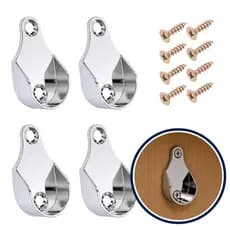 Kit de Suportes para Tubo Cabideiro Cromado Redondo para Guarda Roupas Closet Armário com Parafusos