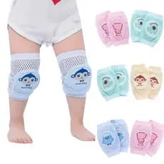 1 a 3 Pares - Joelheira Infantil Unissex Algodao Para Engatinhar Tecido Estampado Furos ventilação