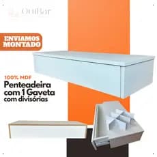 Mesa De Cabeceira Penteadeira Com Divisórias MDF 1 Gaveta Suspensa
