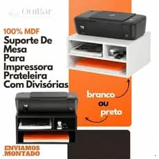 Suporte Para Impressora Prateleira Auxiliar CPU Arquivos Com Divisórias Mdf BRANCO