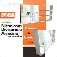 Nicho Com Divisória E Armário 1 Porta ou 2 Portas Com Espelho