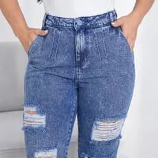 CALÇA MOM JEANS CINTURA ALTA FEMININA 100% BLOGUEIRA SEM ELASTANO LYCRA