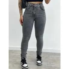 Calça Jeans Skinny Feminina Cinza Grafite Modeladora Cós Alto com Lycra Premium Empina Bumbum