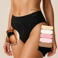 Kit 10,8 ou 3 Calcinhas Cós Alto Modeladora Poliamida Sem Costura Macia e Confortável