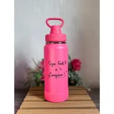 Garrafa Térmica inox 600ml | Seja forte e corajosa | Inox com Base de Silicone | Garrafa cristã | Frases Biblicas