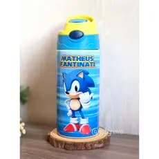 Garrafa Térmica infantil, Garrafinha sonic com nome, Garrafa de água, Garrafa personalizada