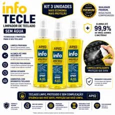 3x Limpa Teclado Info Tecle 300ml APIQ Limpeza Profissional para Teclado Notebook e PC