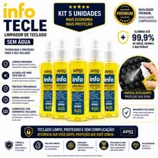 5X Limpa Teclado Info Tecle 300ml APIQ Limpeza Profissional para Teclado Notebook e PC