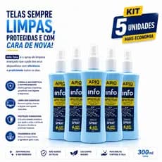 5x Limpa Tela Info Tela 300ml | Celular, TV, Notebook, Tablet e Kindle