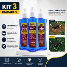 Kit 3 Info Plac 300ml Removedor Oxidação Placa Eletrônica PCI Componentes e Contatos Metálicos