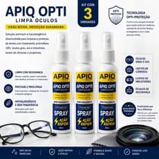 3x Limpa Óculos APIQ OPTI 60ml Sem Fragrância Limpa Lentes Antirreflexo Premium