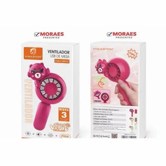 MINI VENTILADOR USB RECARREGÁVEL HMaston – MODELO FS5