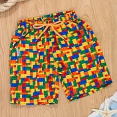Bermuda Infantil Praia Lego Colorida UV50 | Shorts Infantil Menino Verão 1 a 4 Anos