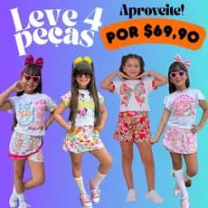 Kit 4 Peças Infantil Feminino| Conjunto infantil feminino| conjunto infantil menina| conjunto menina barato