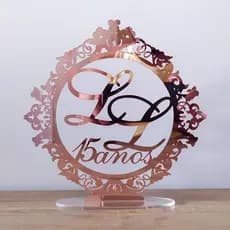 Topo de Bolo Personalizado em Acrílico Espelhado 15x15
