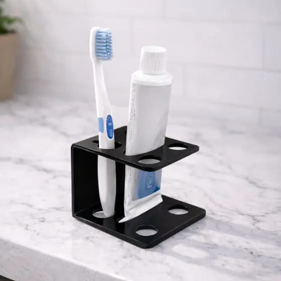 Porta Escova de Dentes em Acrílico Preto – Organizador de Banheiro Moderno