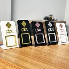 Placa Pix Pagamento QrCode De Mesa Balcão com base - Acrílico - Rose Dourado Prata