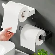 Porta Papel Higiênico de Parede para Banheiro com Cola 3M | Suporte Sem Furo para Armário e Parede