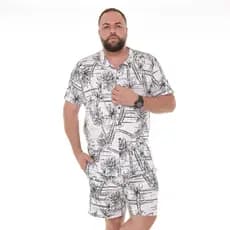 CONJUNTO MASCULINO MODA PRAIA PLUS ESTILO HAWAIANO VERAO