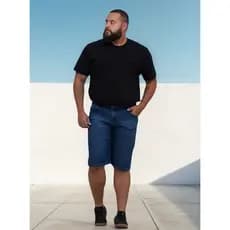 Bermuda Jeans Masculina Plus Size Lavagem Média com Elastano | Conforto Total Verão